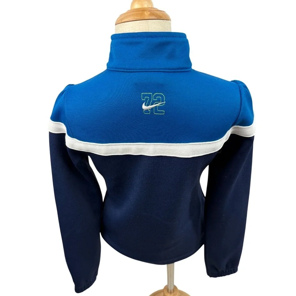 Nike Kids Blue Navy Colorblock Full Zip Track Jacket Size Small 7-8